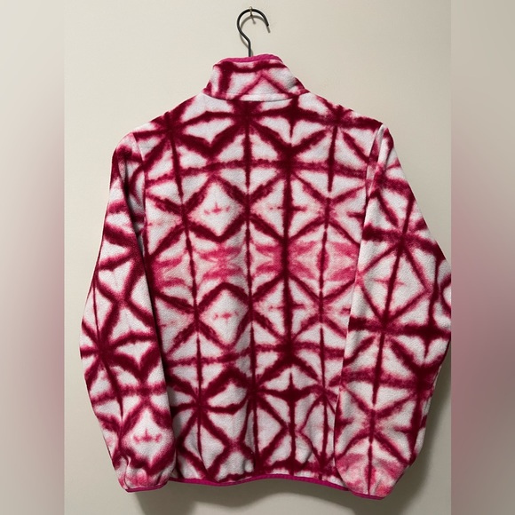 Patagonia Synchilla T-Fleece Pink & White Tie Dye Snap Button Pullover - Picture 3 of 10